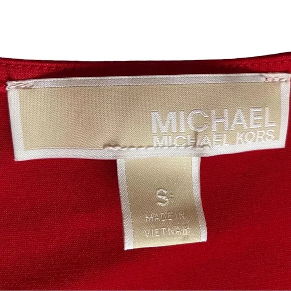 MICHAEL KORS Red Sleeveless Stretchy Blouse V-Neck w/ Silver Chain Detail - Picture 7 of 8